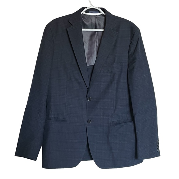 Ryan Seacrest Distinction Navy Tonal Plaid Modern Fit Suit Jacket Size 42R - Picture 1 of 7